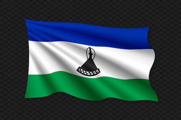 3d-flagge von lesotho-vektor-illustration