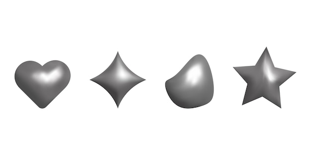 3D-Formen in Y2k-Stil Metallelement