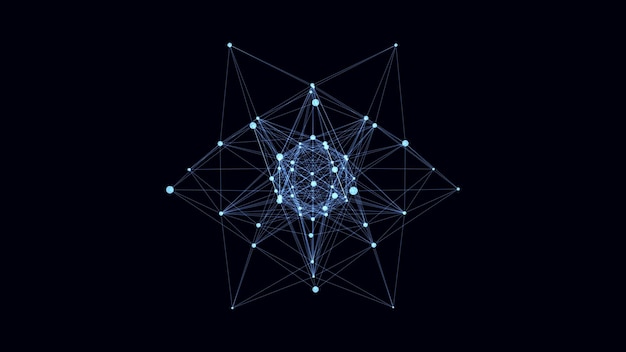 3D-Futuristische Vektorgeometrie mit Punkten und Linien Strukturtechnologie Netzwerkverbindung