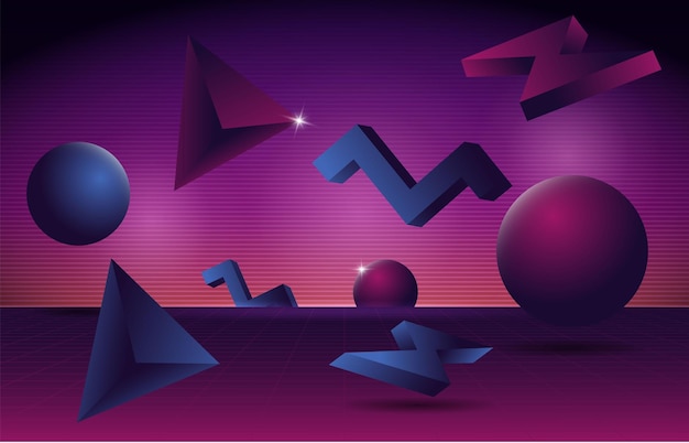 3D-Futuristischer Retro-Hintergrund