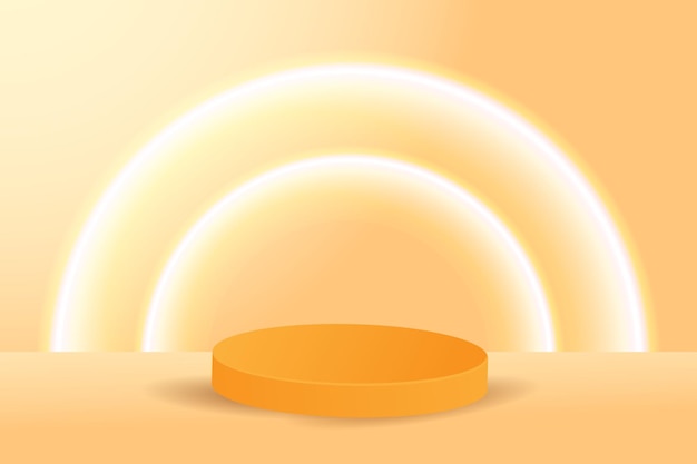 3D-geometrisches orangefarbenes Podium für die minimale Szene der Produktplatzierung