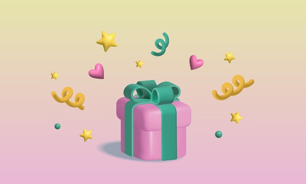 3d-geschenkbox mit grünem band und schleife geburtstag frauentag freier preis 3d-konzept frohes neues jahr