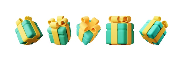 3D-Geschenkbox-Set isoliert