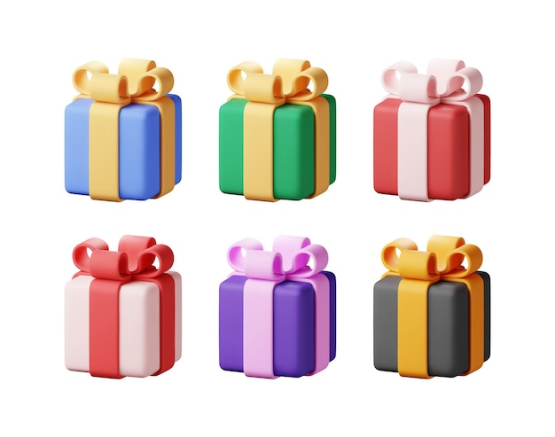 3D-Geschenkbox-Set isoliert