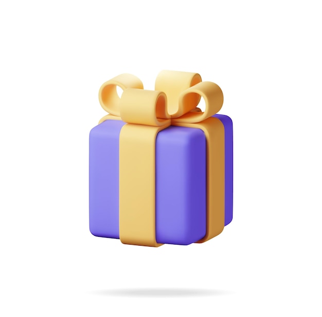 3D-Geschenkkiste, isoliert auf Weiß