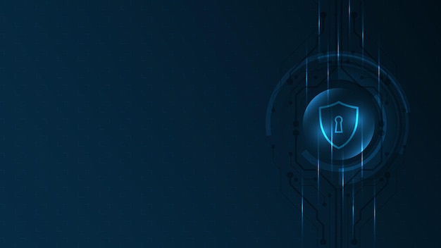 3D-geschütztes Schutzschild-Sicherheitskonzept Security Cyber Digital Abstrakter Technologiehintergrund schützen Systeminnovationskonzept-Vektorillustration