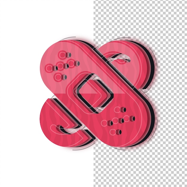 3D-Gips-Symbol mit rotem Glas-Effekt mit bearbeitbarem Hintergrund