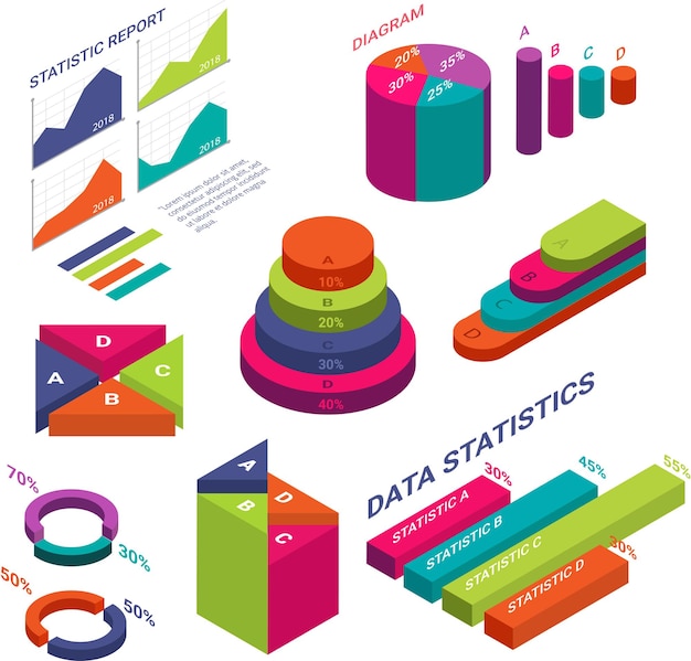 3D glänzende Infografiken Stil