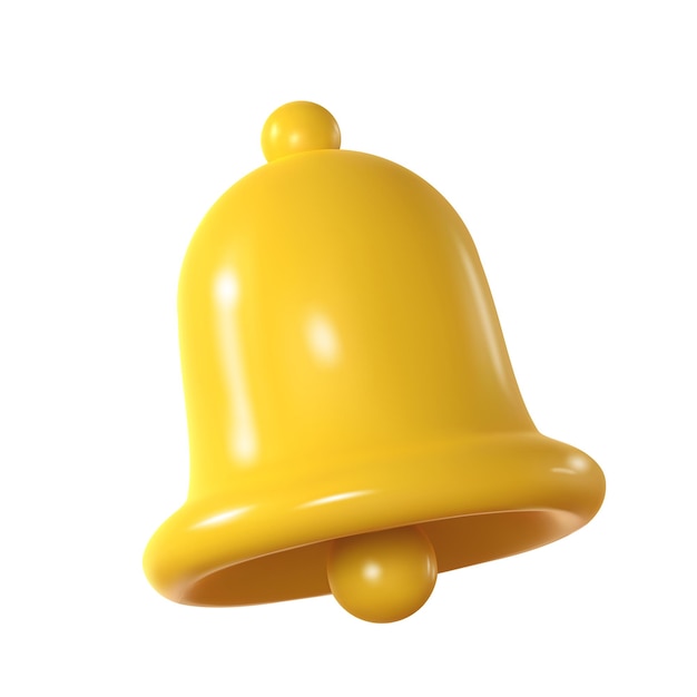 3D-Glocken-Symbol auf weißem Hintergrund Isolierung realistisches Rendering gelber klingelnder Glocken Vektor-Illustration