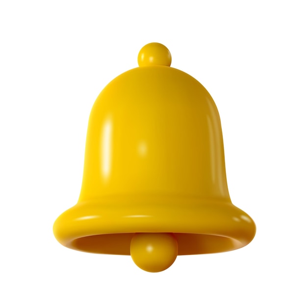 3D-Glocken-Symbol auf weißem Hintergrund Isolierung realistisches Rendering gelber klingelnder Glocken Vektor-Illustration