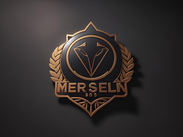 Vektor 3d-gold-logo-mockup auf einer grauen wand