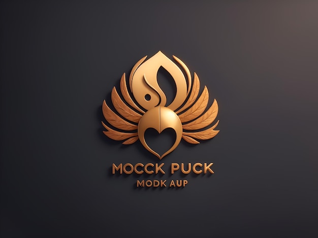 Vektor 3d-gold-logo-mockup auf einer grauen wand