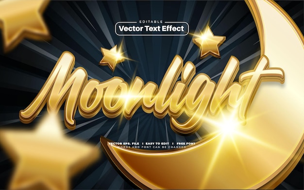 Vektor 3d-gold-mondlicht-vektor-text-effekt