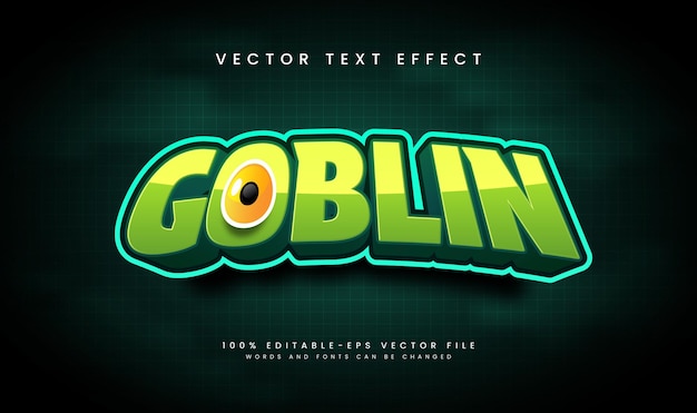 3D-Green Cartoon Goblin bearbeitbare Vektortext-Effekte Cartoon-Stil