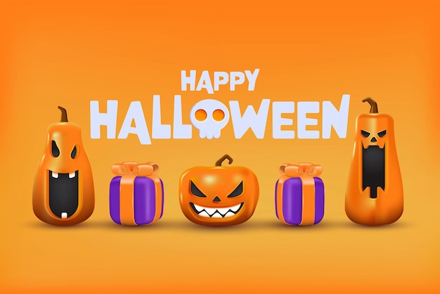 Vektor 3d-halloween-hintergrundvorlage mit happy halloween-text halloween-designelement im 3d-stil