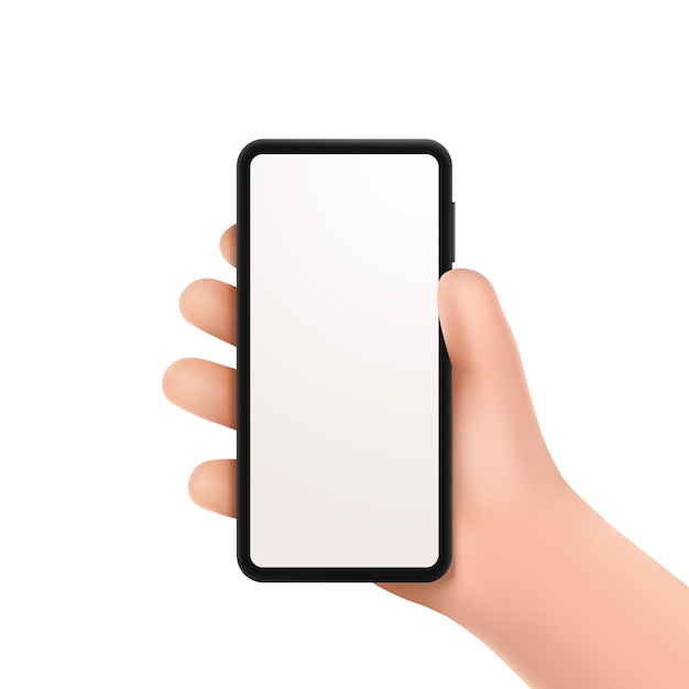 3D-Hand-Smartphone mit leerem Bildschirm