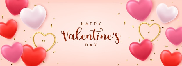 3d happy valentines day-banner