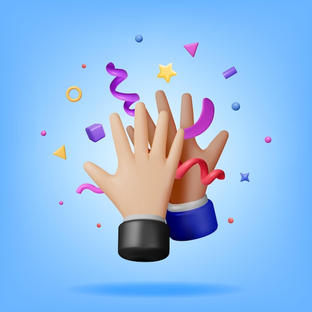 3D High Five Hände mit Konfetti