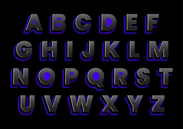 Vektor 3d hintergrundbeleuchtung alphabete set