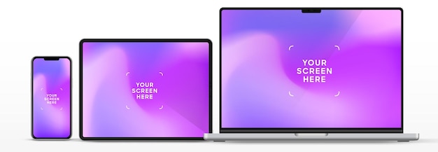 Vektor 3d hochwertiges modernes laptop-smartphone-tablet-mockup zur präsentation mit isoliertem hintergrund