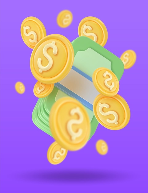 3D-Icon Geld Banknoten