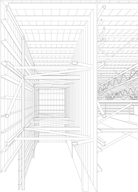 Vektor 3d-illustration der gebäudestruktur