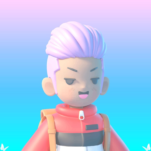 3D-Illustration einer süßen Jungen-Cartoon-Figur