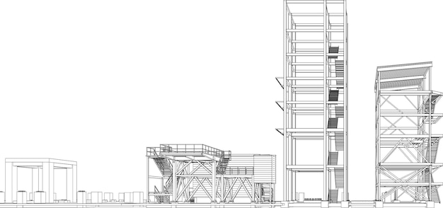 Vektor 3d-illustration eines industriegebäudes