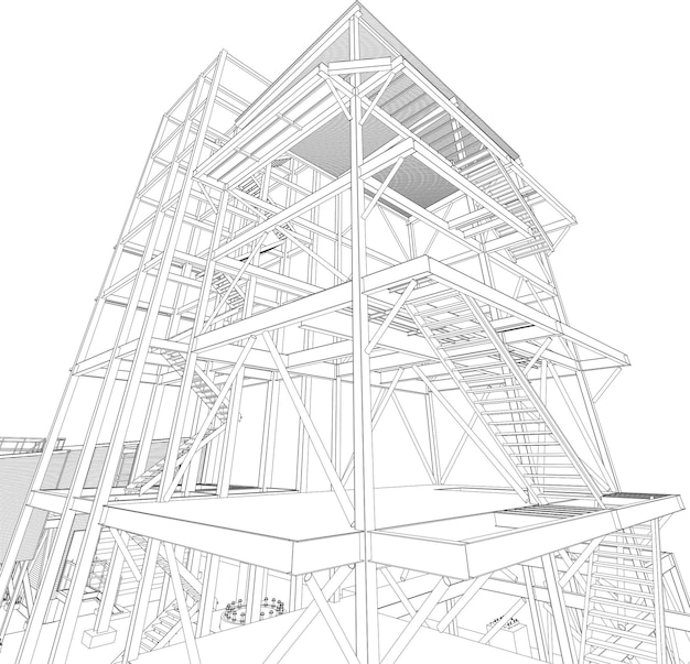 Vektor 3d-illustration eines industriegebäudes