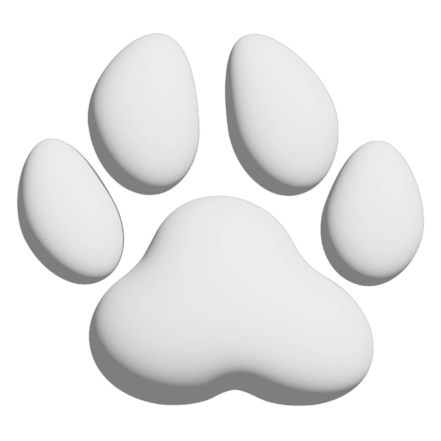 3D-Illustration Fußabdruck oder Pfote von Hund oder Wolf in weißem Ton