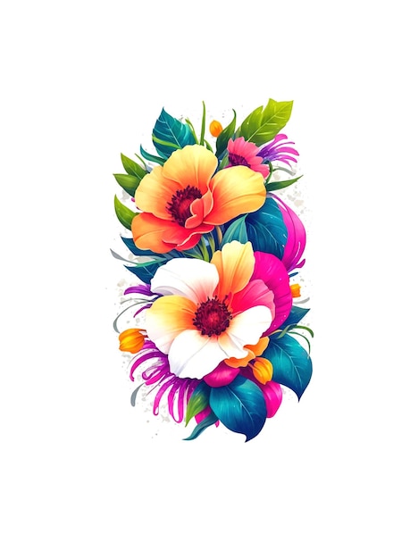 3d-illustration von hochzeitsblumen mit weißem hintergrund