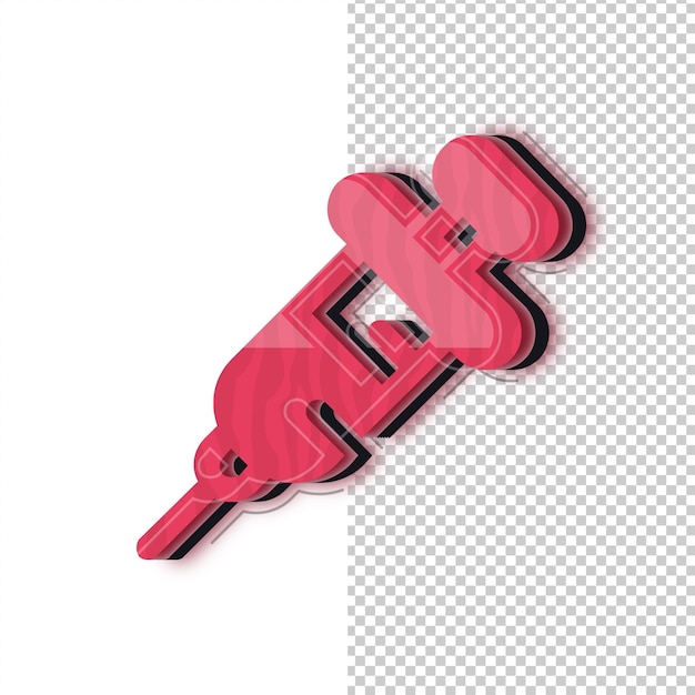 3D-Injektions-Symbol mit rotem Glas-Effekt mit bearbeitbarem Hintergrund