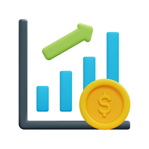 3d-investitionssymbolvektor isoliert auf weißem hintergrund 3d-investitionsgeschäft und finanzkonzept cartoon minimaler stil 3d-aktienhandel symbolvektor render-illustration