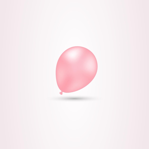 3d isoliert rosa ballon mit schattenweißem hintergrund premium-vektor