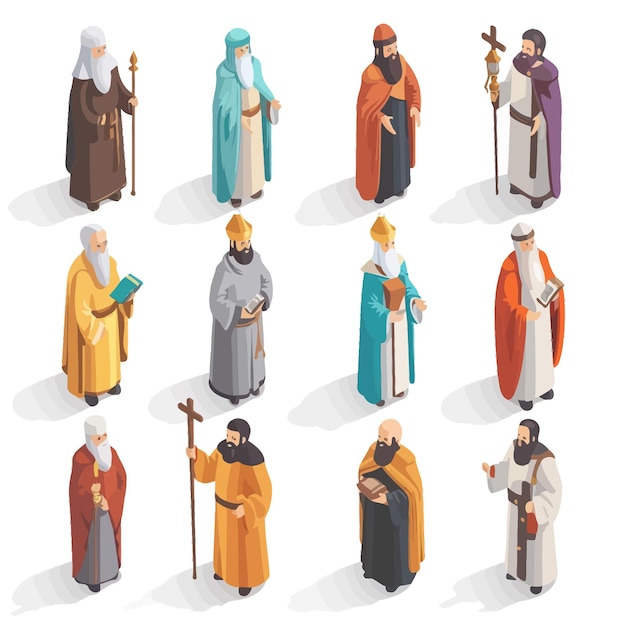 Vektor 3d_isometric_flat_vector_set_of_religious_leader