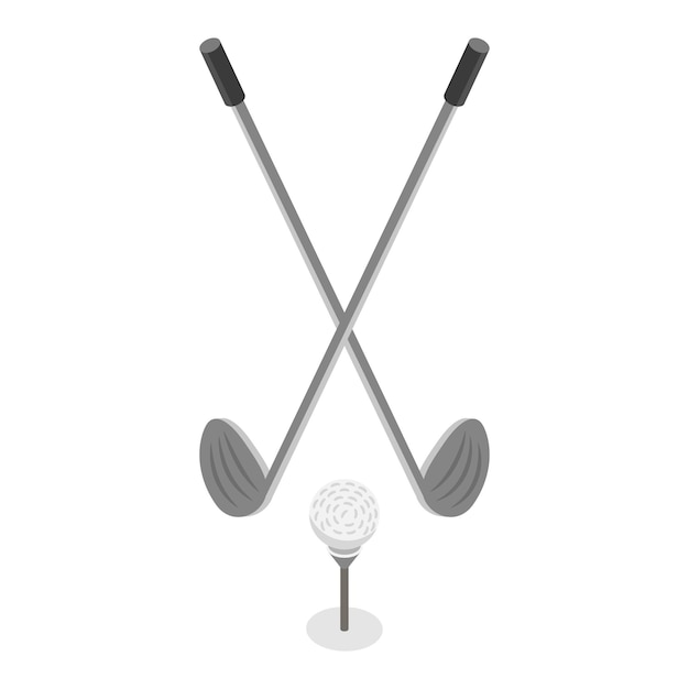 3d-isometrische flache Vektor-Satz von Golfgeräten, Satz von Sportartikeln, Artikel 1