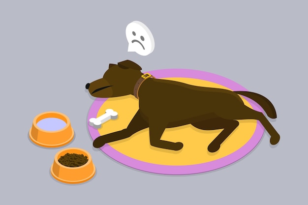 3D-Isometrische flache Vektorillustration von Sluggish Doggy