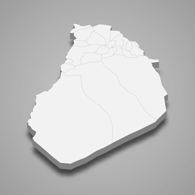 Vektor 3d-isometrische karte von el bayadh ist eine region in algerien