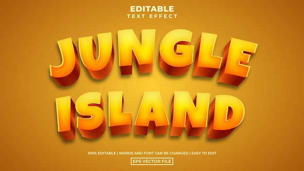 3d jungle island editierbarer texteffekt, cartoon-spieltext-stil modernes konzept