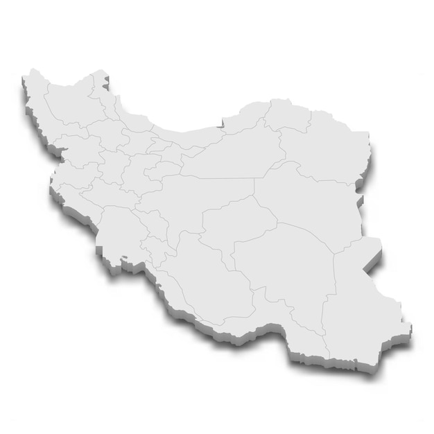 3d-karte mit grenzen der regionen