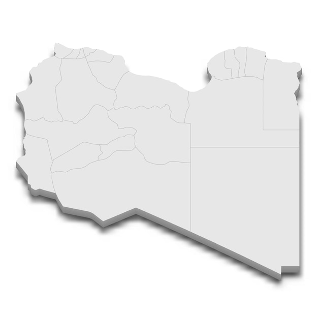 3D-Karte mit Grenzen der Regionen