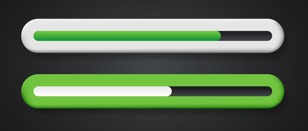 3d-Ladebalken Grüner und weißer Balken Vektor-Clipart isoliert auf grauem Hintergrund