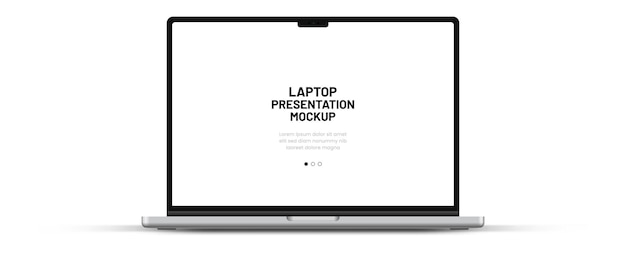 3D-Laptop-Mockup Frontansicht isoliert auf weißem Hintergrund Notebook-Gerät für die Ui Ux-App-Präsentation