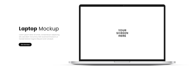 3D-Laptop-Mockup Frontansicht isoliert auf weißem Hintergrund Notebook-Gerät für die Ui Ux-App-Präsentation