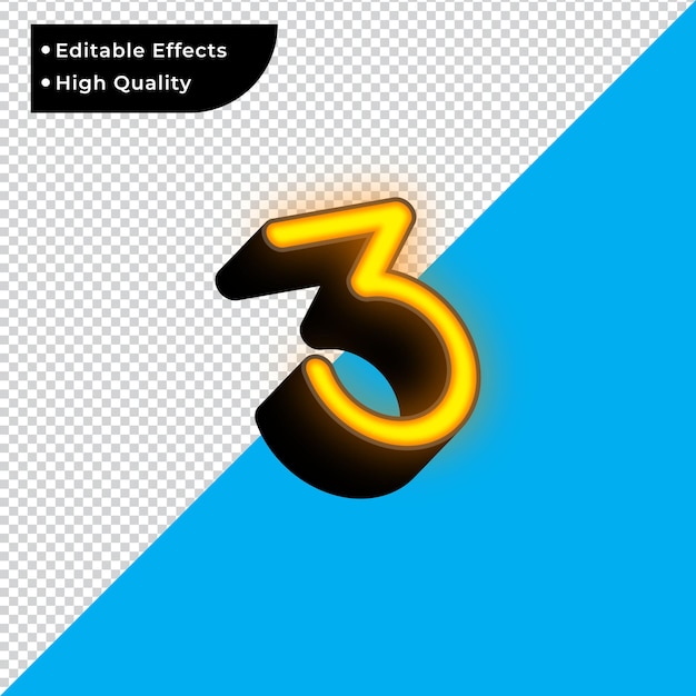 3D-Leuchteffekt auf Nummer 3