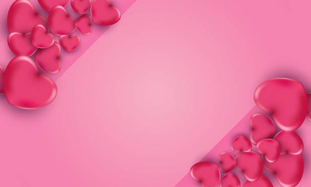 3D Liebe Postkarte Design für Valentinstag mit rosa Hintergrund