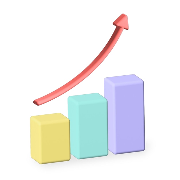 Vektor 3d-liniendiagramm mit rotem pfeil nach oben