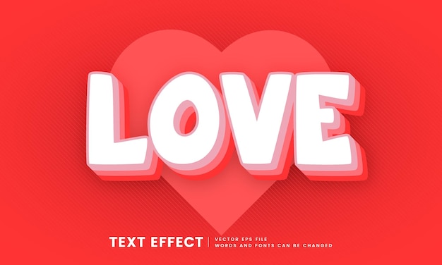 3D-Love-Text-Effekt Bearbeitbarer schicker Schriftstil, perfekt für Titel, Überschrift und Designelement