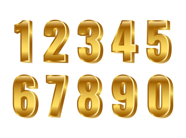 3D-Luxus-Goldene Satz von Zahlen Ziffern numerische glänzende Sammlung zum Verkauf Jubiläumsrabatt