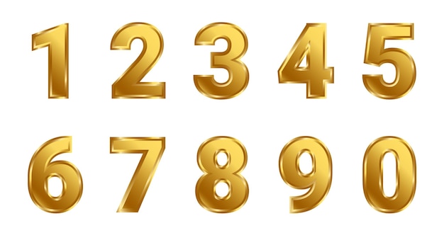 3D-Luxus-Goldensatz mit Zahlenziffern, numerische Metallkollektion zum Verkauf, Jubiläumsrabatt